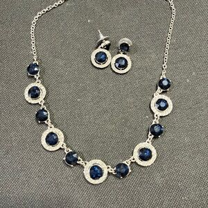 Elegant Silver and Blue Jewelry Set